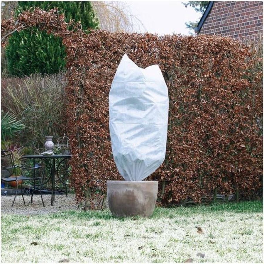 Nature 4x Plantenhoes tegen vorst met aantrekkoord wit 1 5 meter x 100 cm 50 g m2  Winterafdekhoes  Winterhoes voor planten  Anti-vorst beschermhoes planten  Vorstbescherming Windbescherming